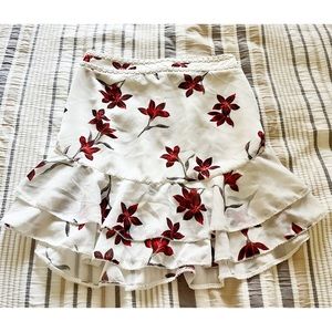 The Jetset Diaries White and Red Floral Mini Skirt
